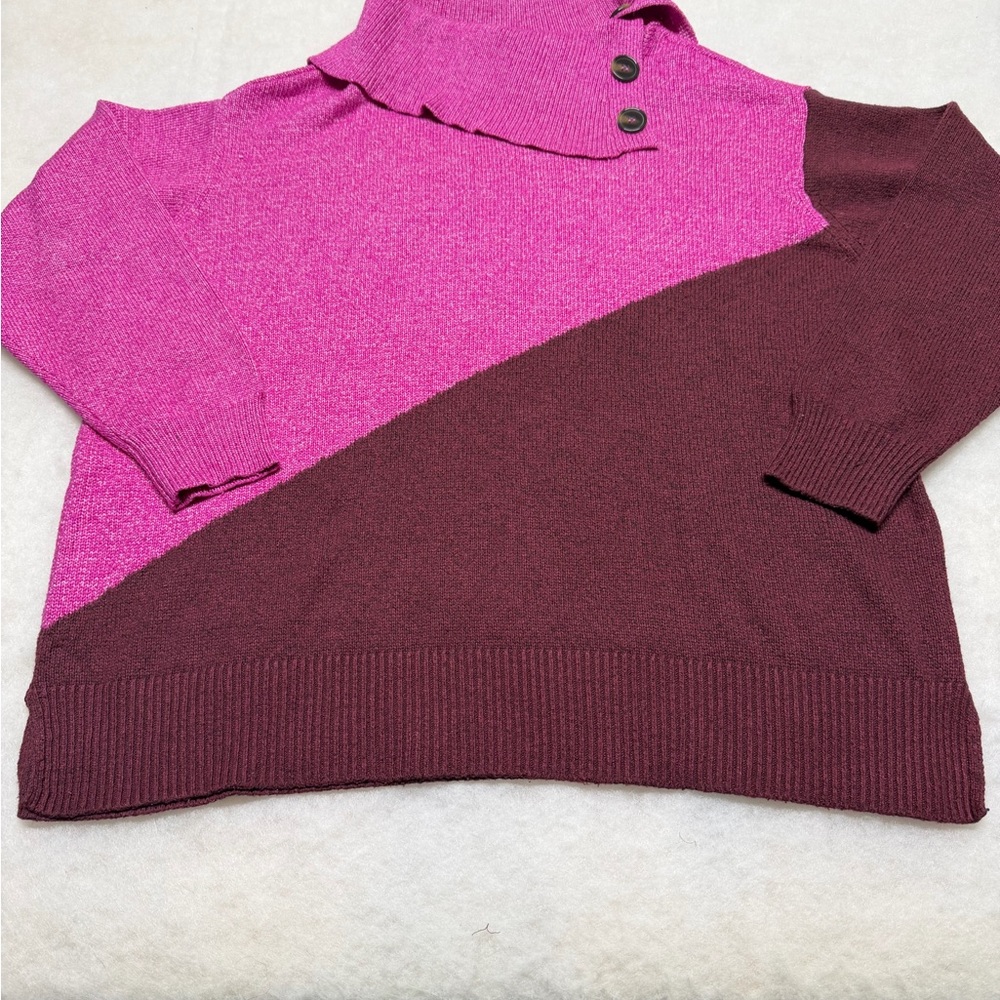 Lane Bryant Classic Split-Cowlneck Pullover Sweater size 18/20 Pink Burgundy